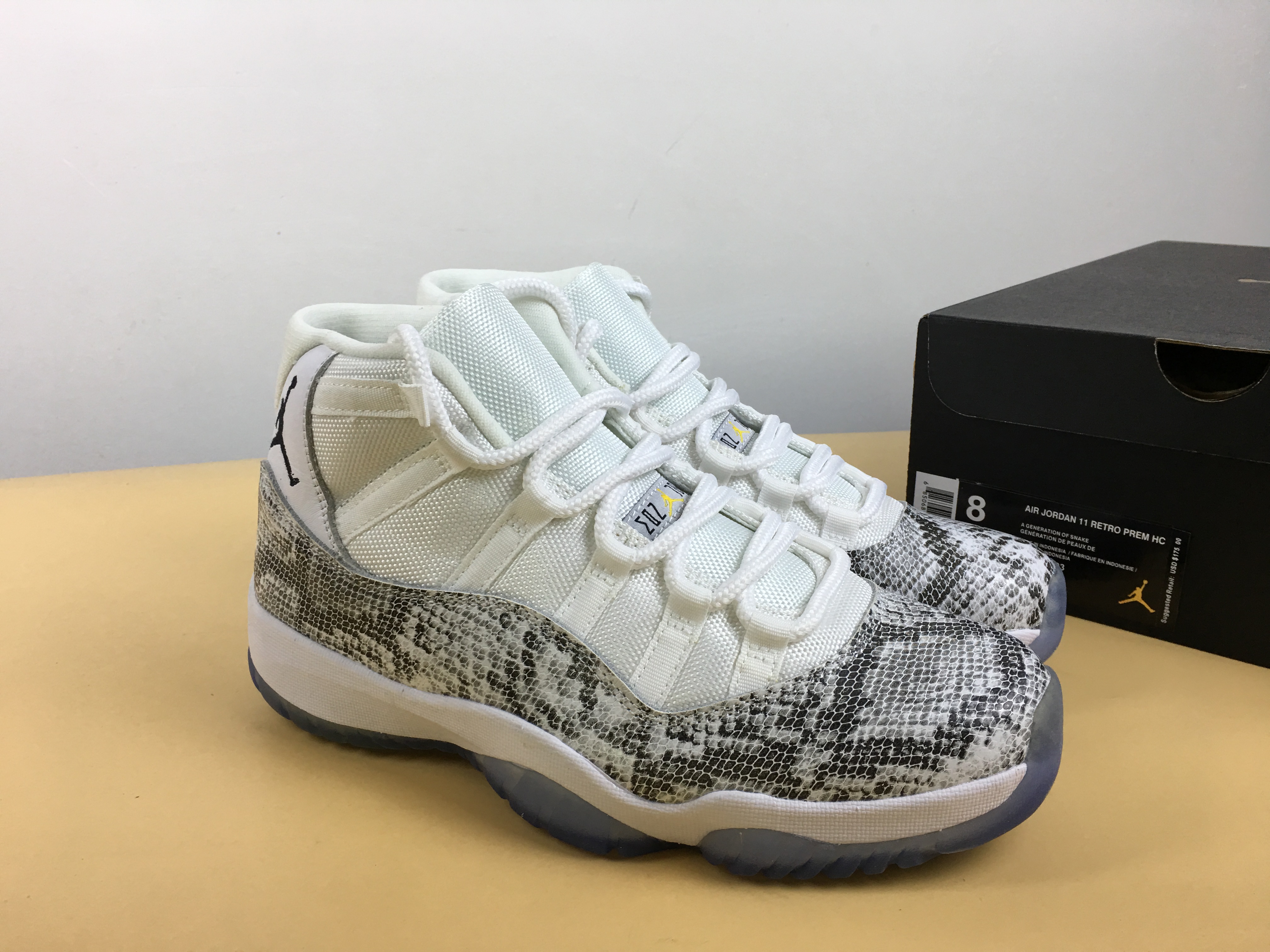 New Air Jordan 11 Snake Skini Black White Shoes - Click Image to Close